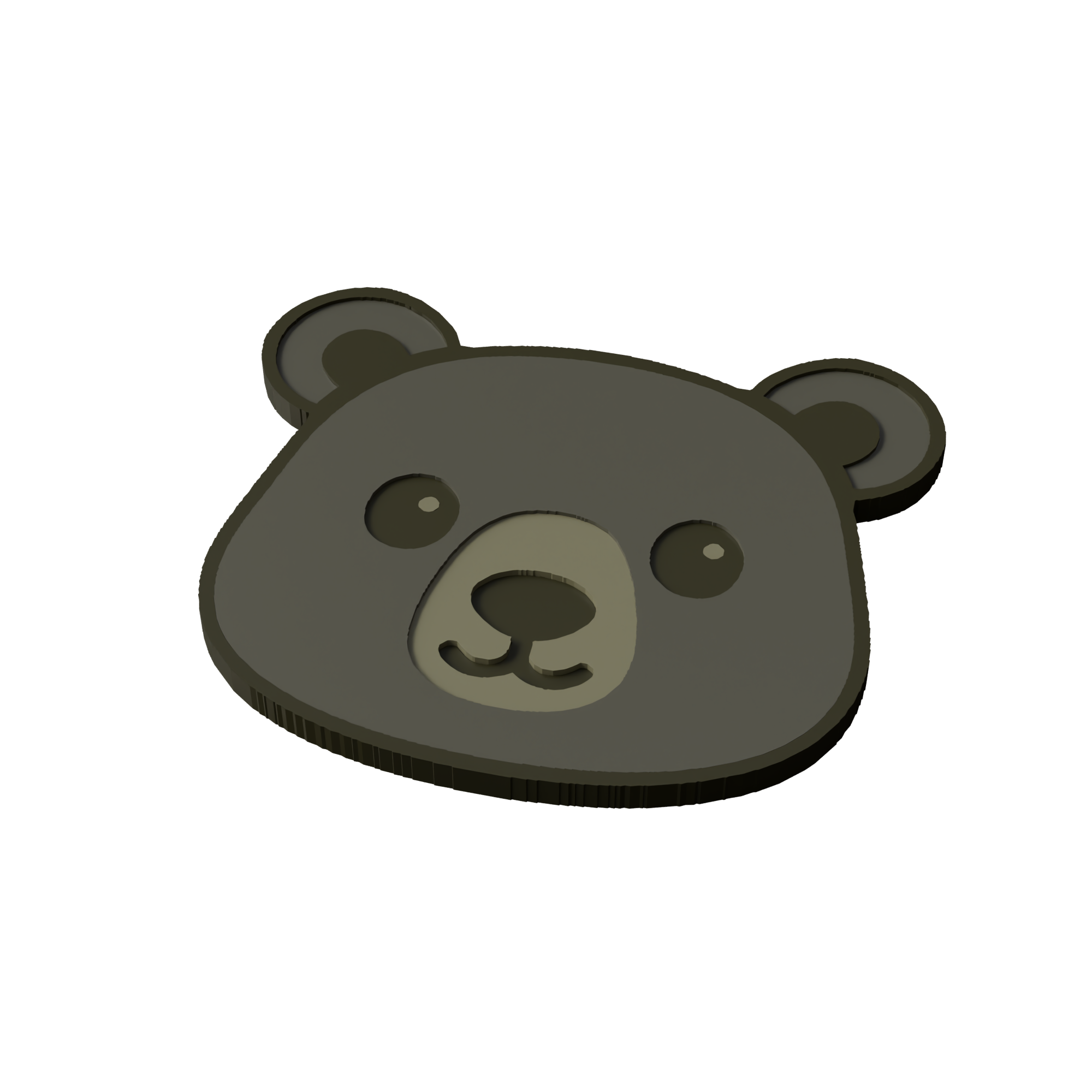 American Black Bear Animal Coaster 3D Print Model