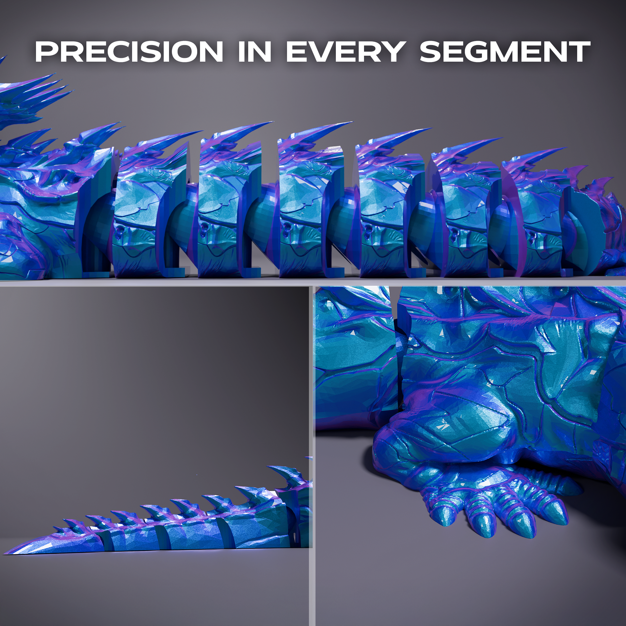 Thunder Articulated Dragon 3D Print Model