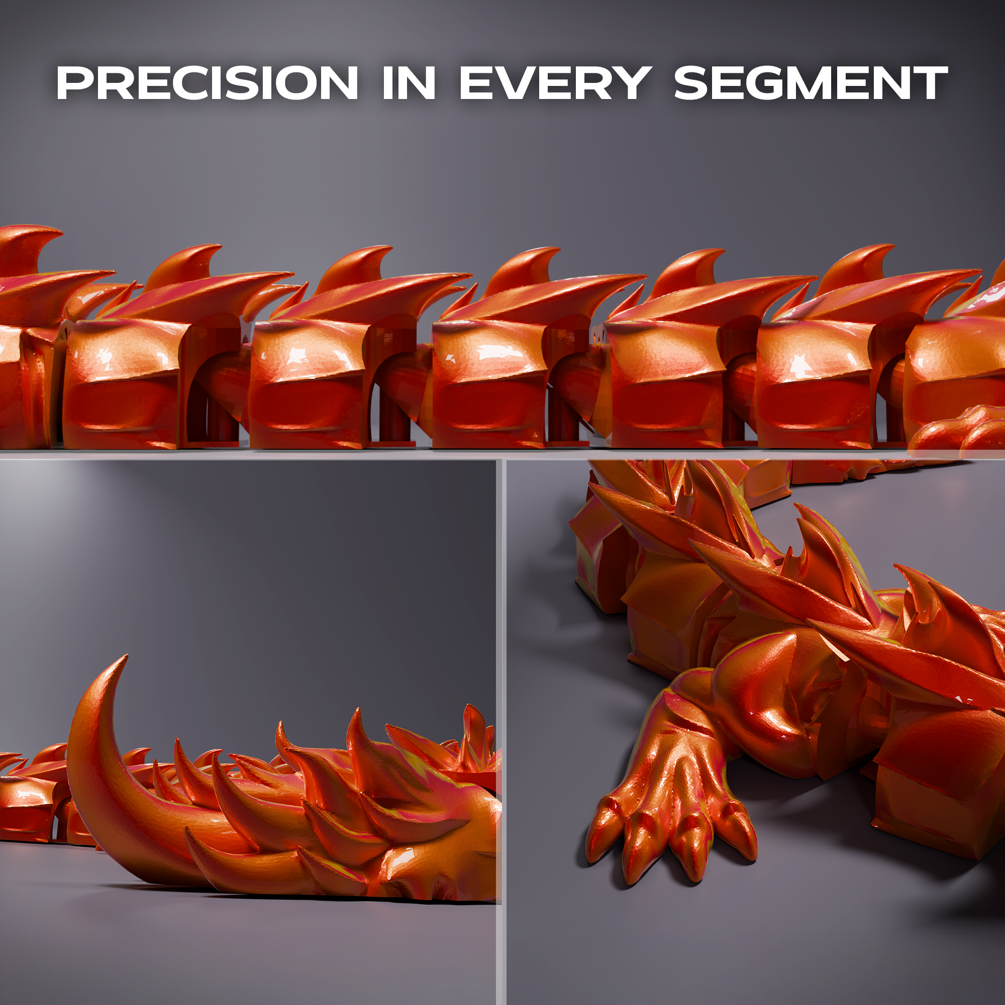Fire Articulated Dragon 3D Print Model Secondary image