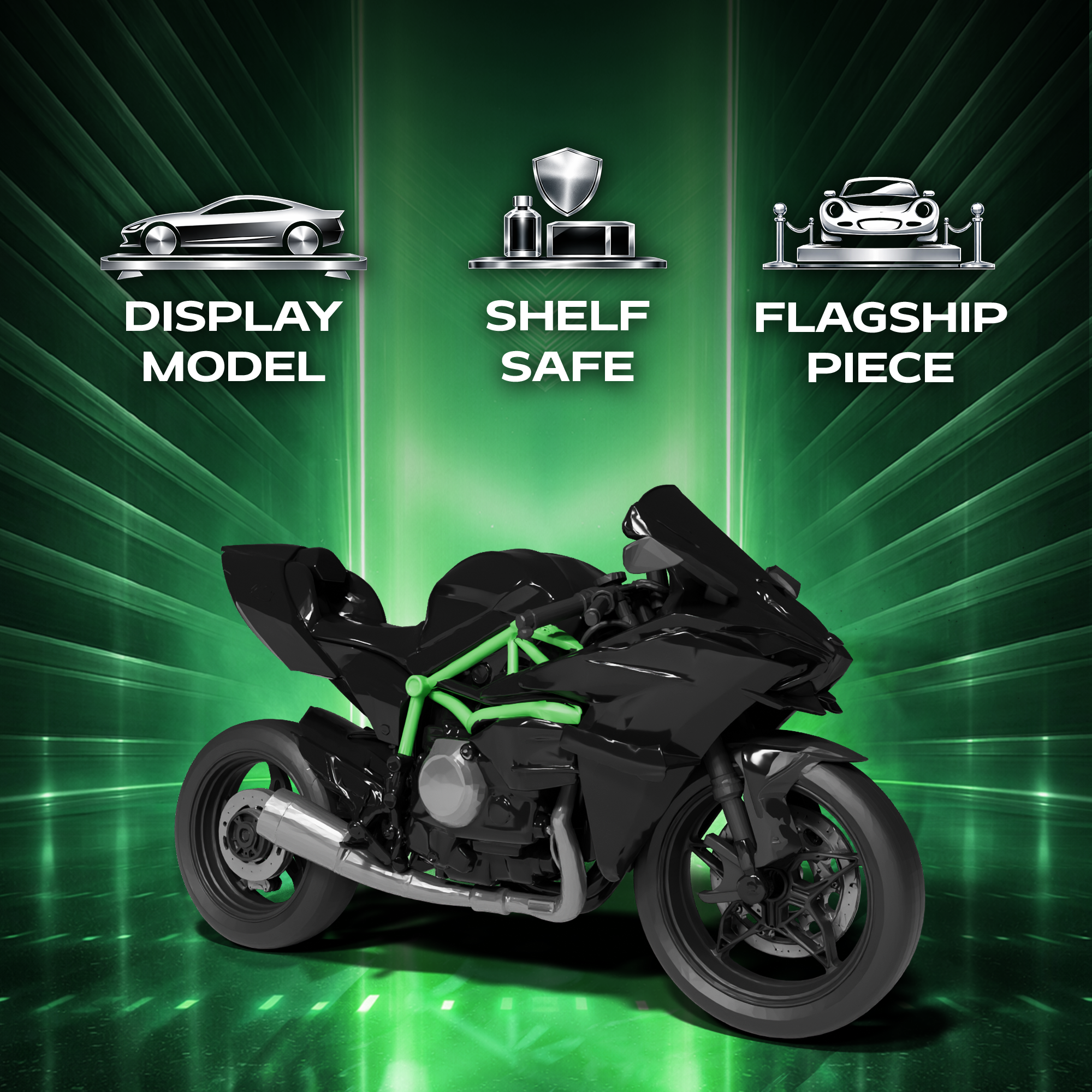 Kawasaki Ninja H2 Motorcycle 3D Print Model