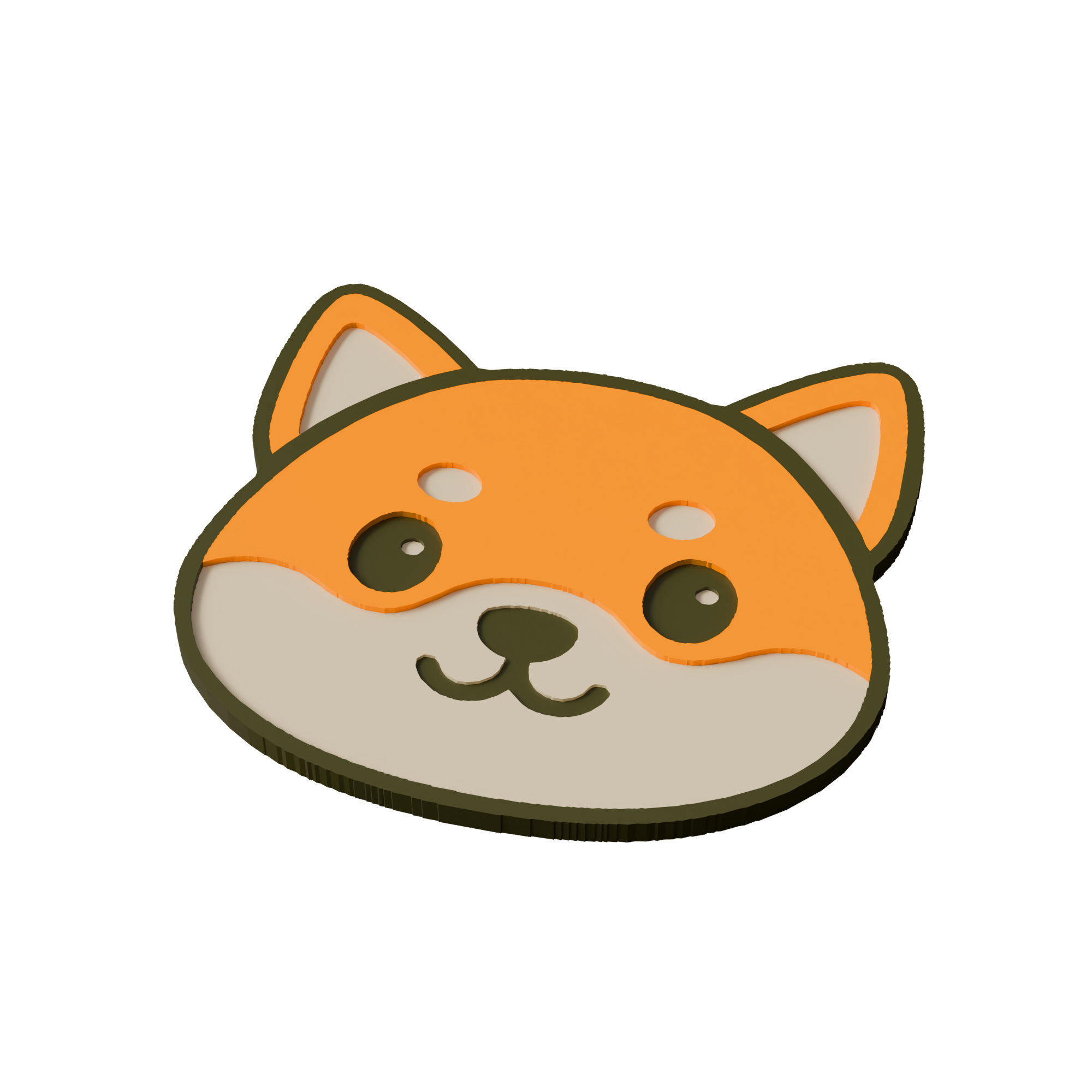 Shiba Inu Dog Animal Coaster 3D Print Model