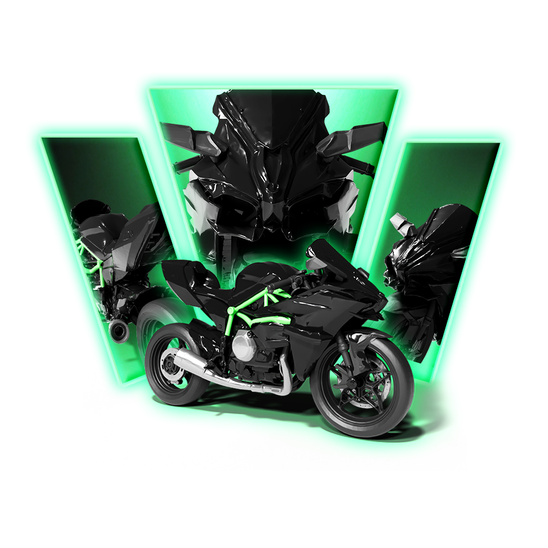 Kawasaki Ninja H2 Motorcycle 3D Print Model