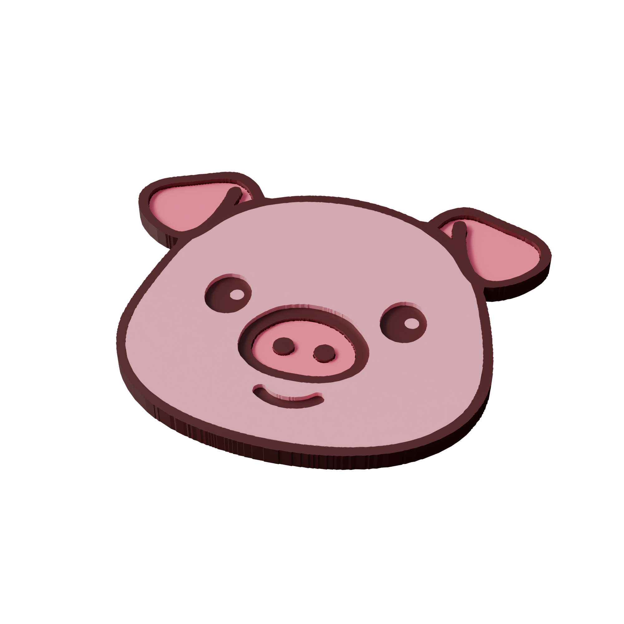 Pink Farm Pig Animal Coaster 3D Print Model Main image