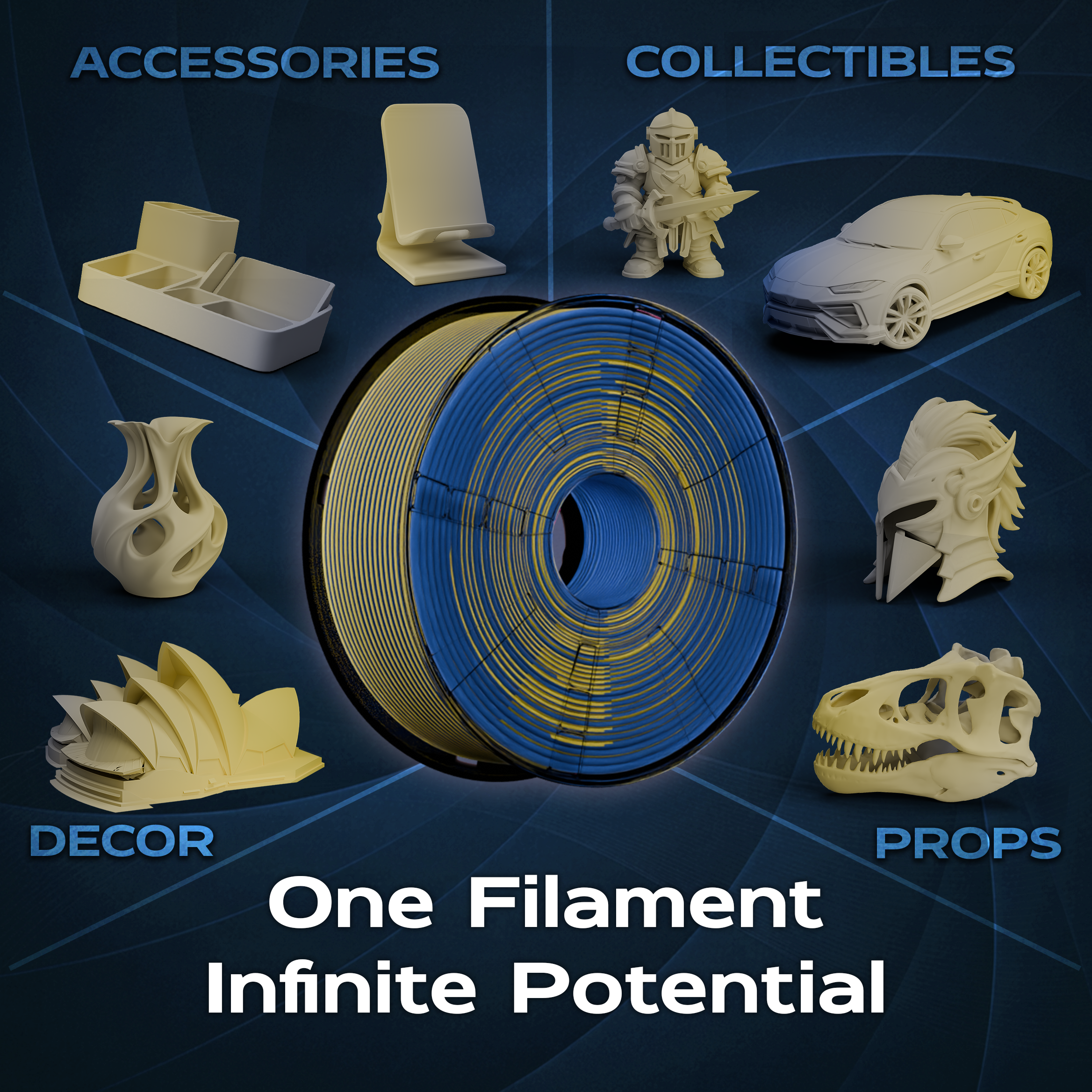 Azure Flare (Dark Blue Yellow) Bi Matte PLA 1kg