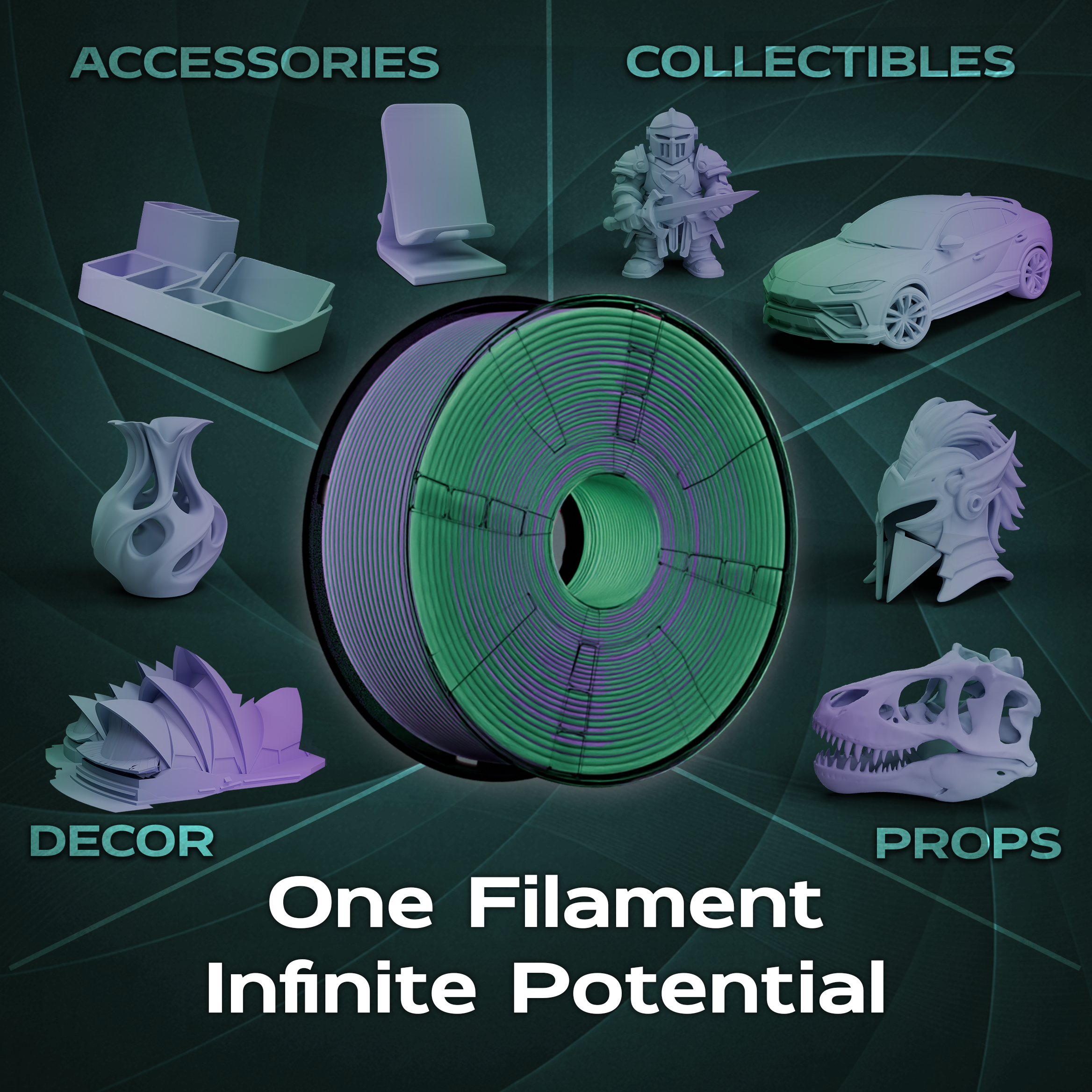 Emerald Twilight (Green Purple) Bi Matte PLA 1kg