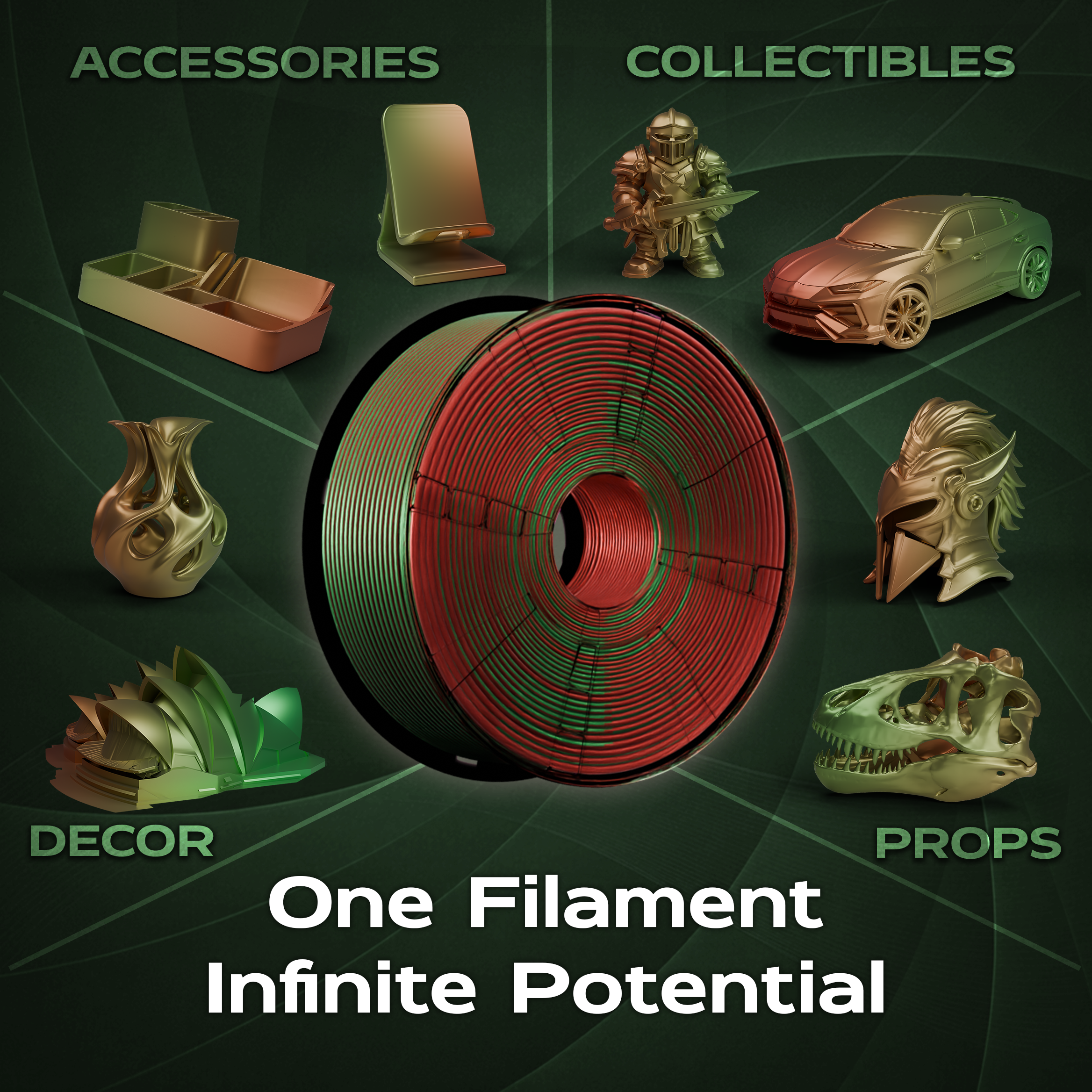Forest Flare (Red Green) Bi Silk PLA 1kg