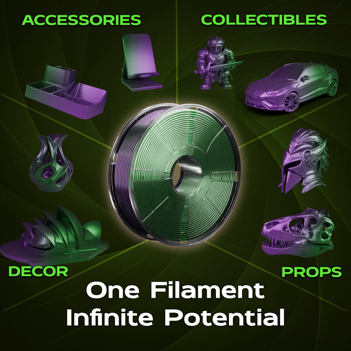 Forest Flare (Purple Green) Bi Silk PLA 1kg
