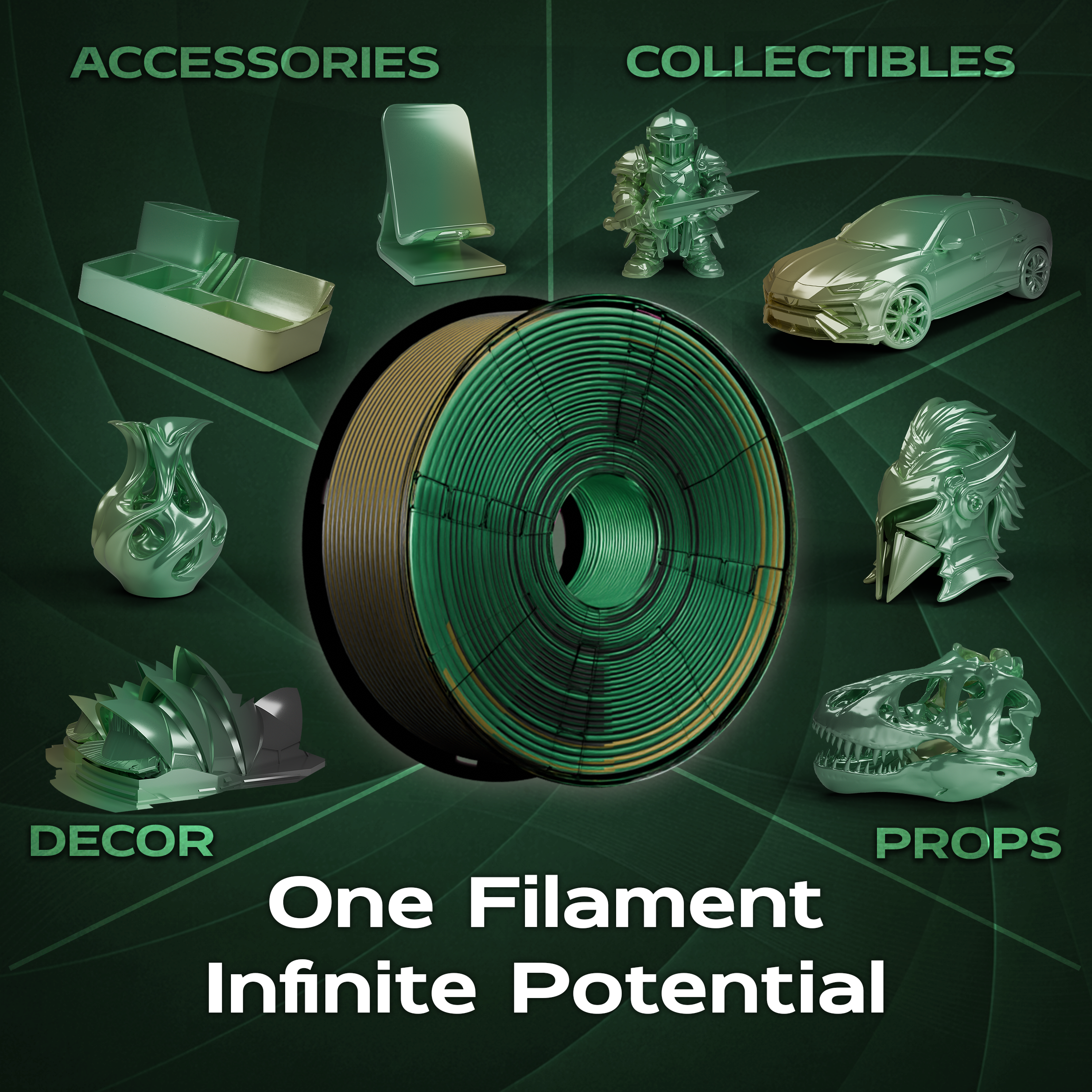 Emerald Solaris (Gold Green Black) Shiny Gradient PLA 1kg