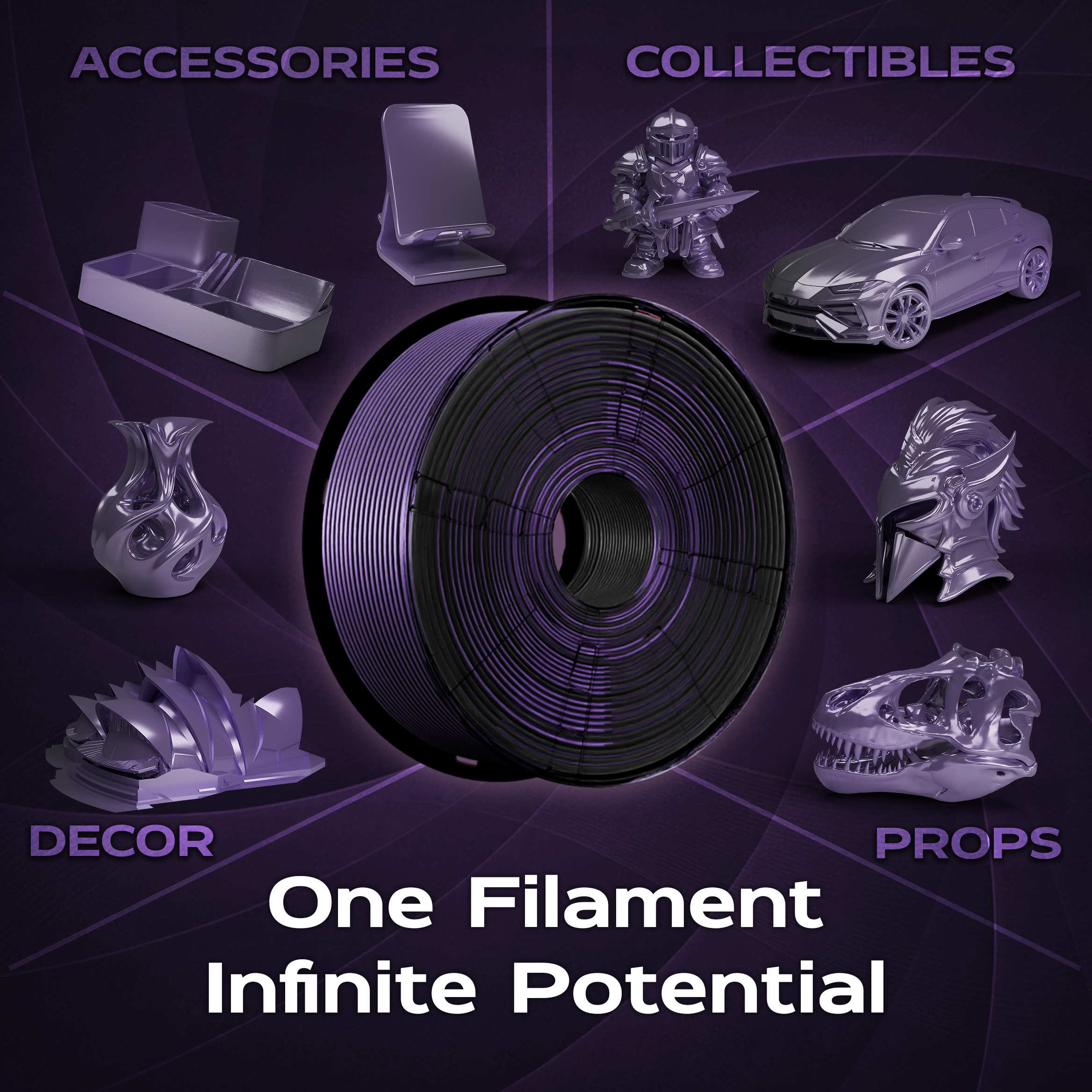Violet Eclipse (Black Purple) Shiny Gradient PLA 1kg