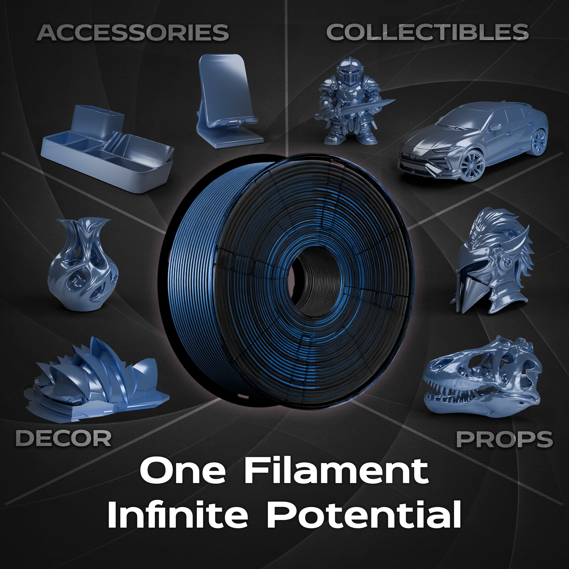 Midnight Nova (Black Blue) Shiny Gradient PLA 1kg