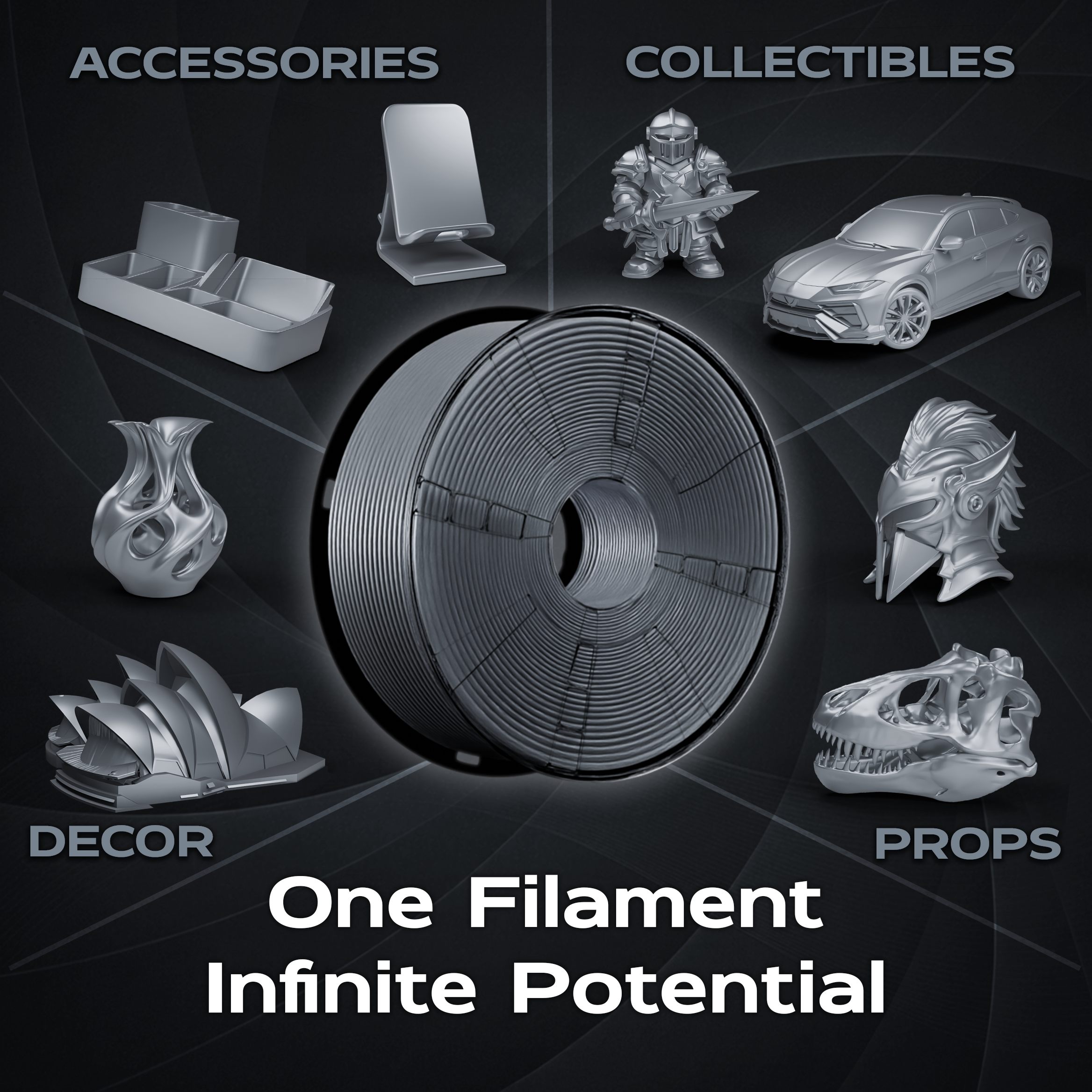 Titanium Grey Silk PLA 1kg
