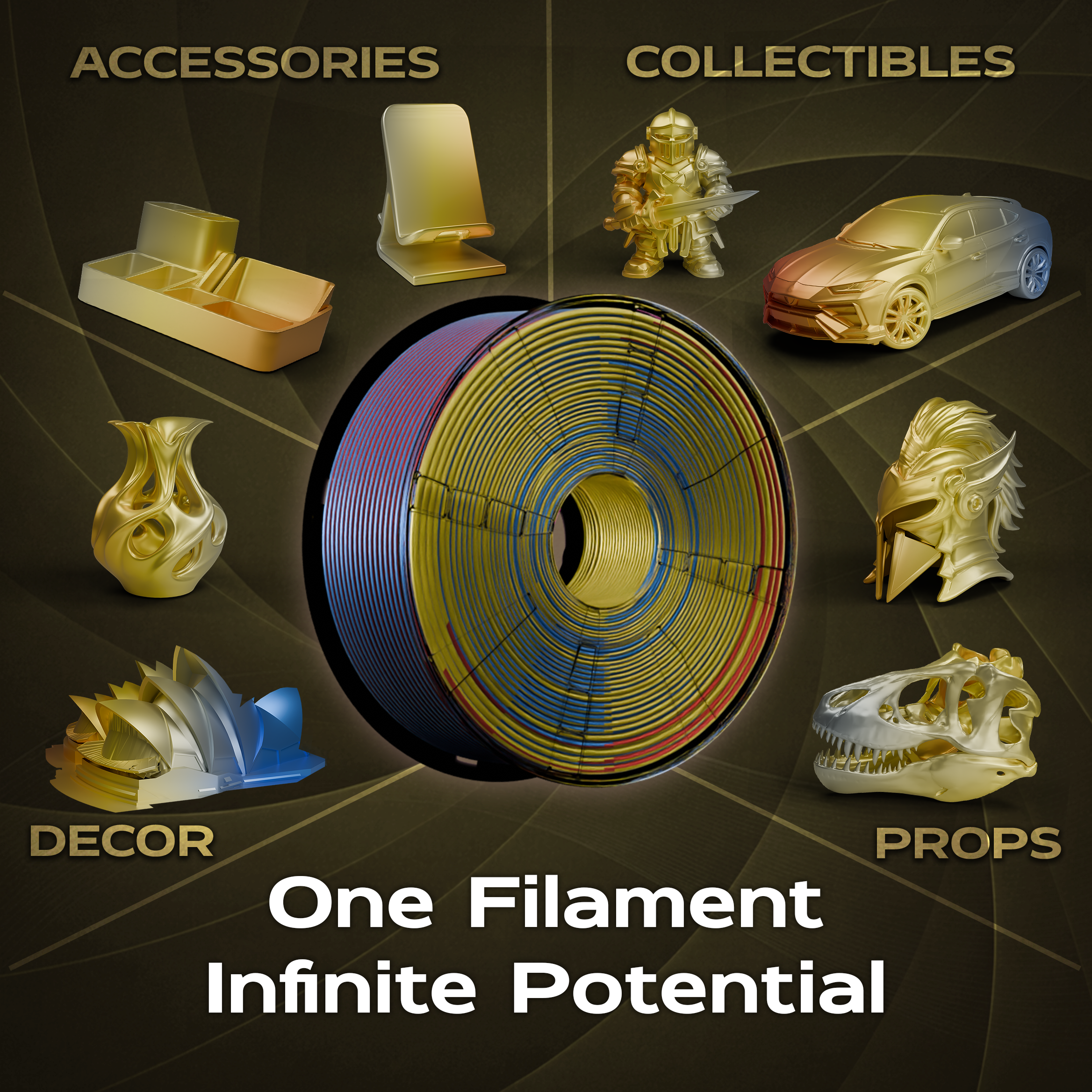 Solar Flare (Red Yellow Blue) Tri Silk PLA 1kg