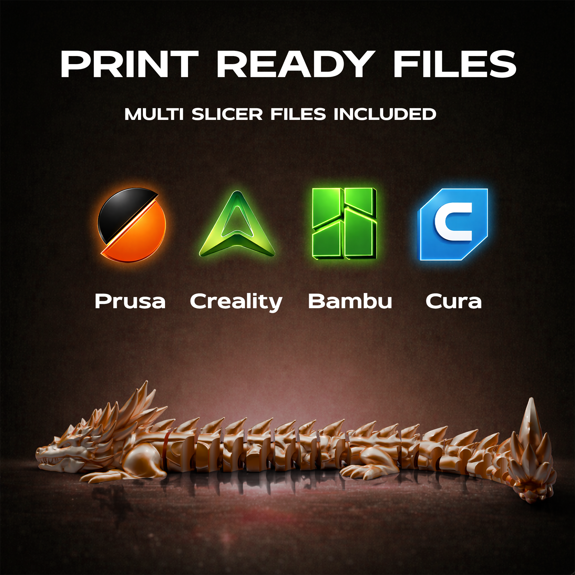 Ground Articulated Dragon 3D Print Model