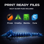 Water Articulated Dragon 3D Print Model