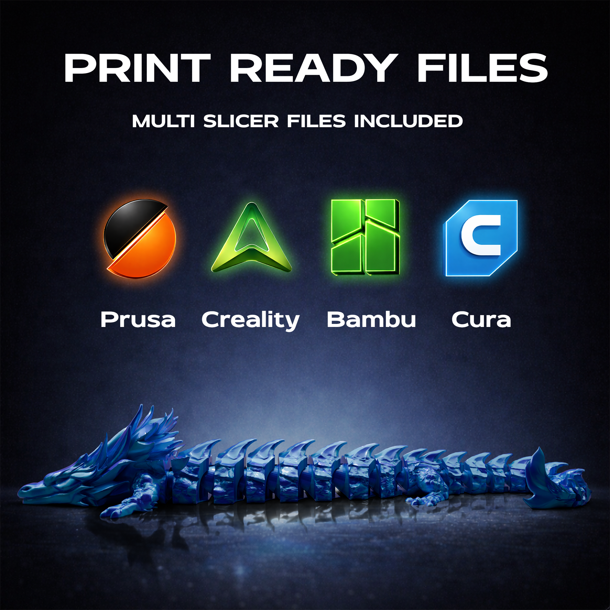 Water Articulated Dragon 3D Print Model