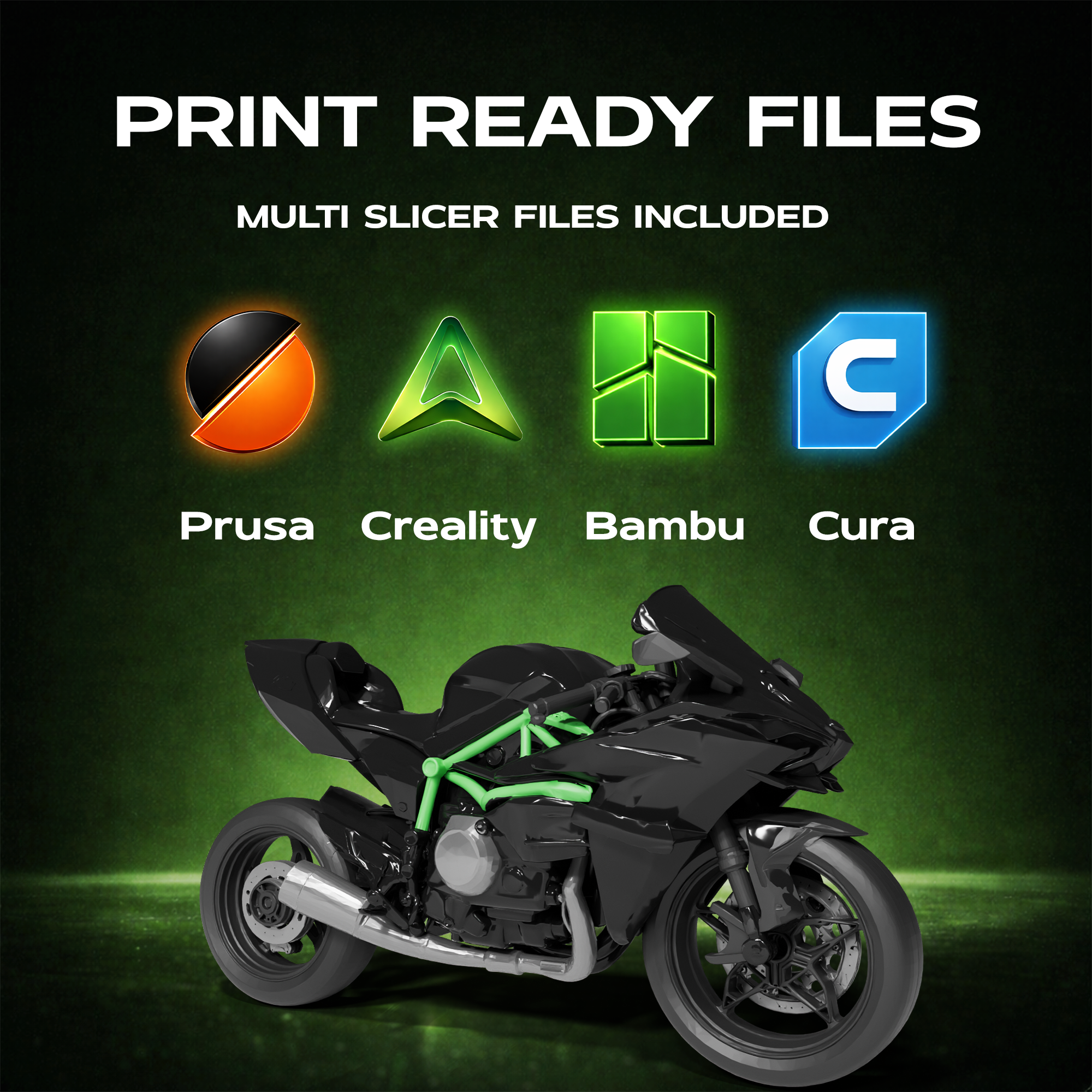 Kawasaki Ninja H2 Motorcycle 3D Print Model
