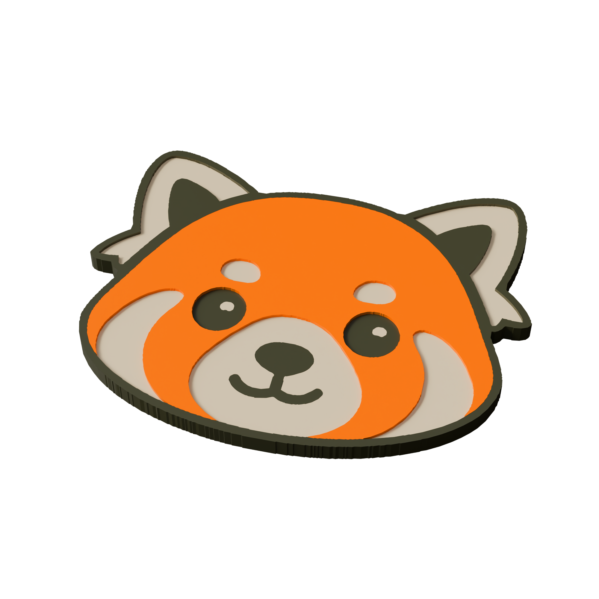 Red Panda Animal Coaster 3D Print Model
