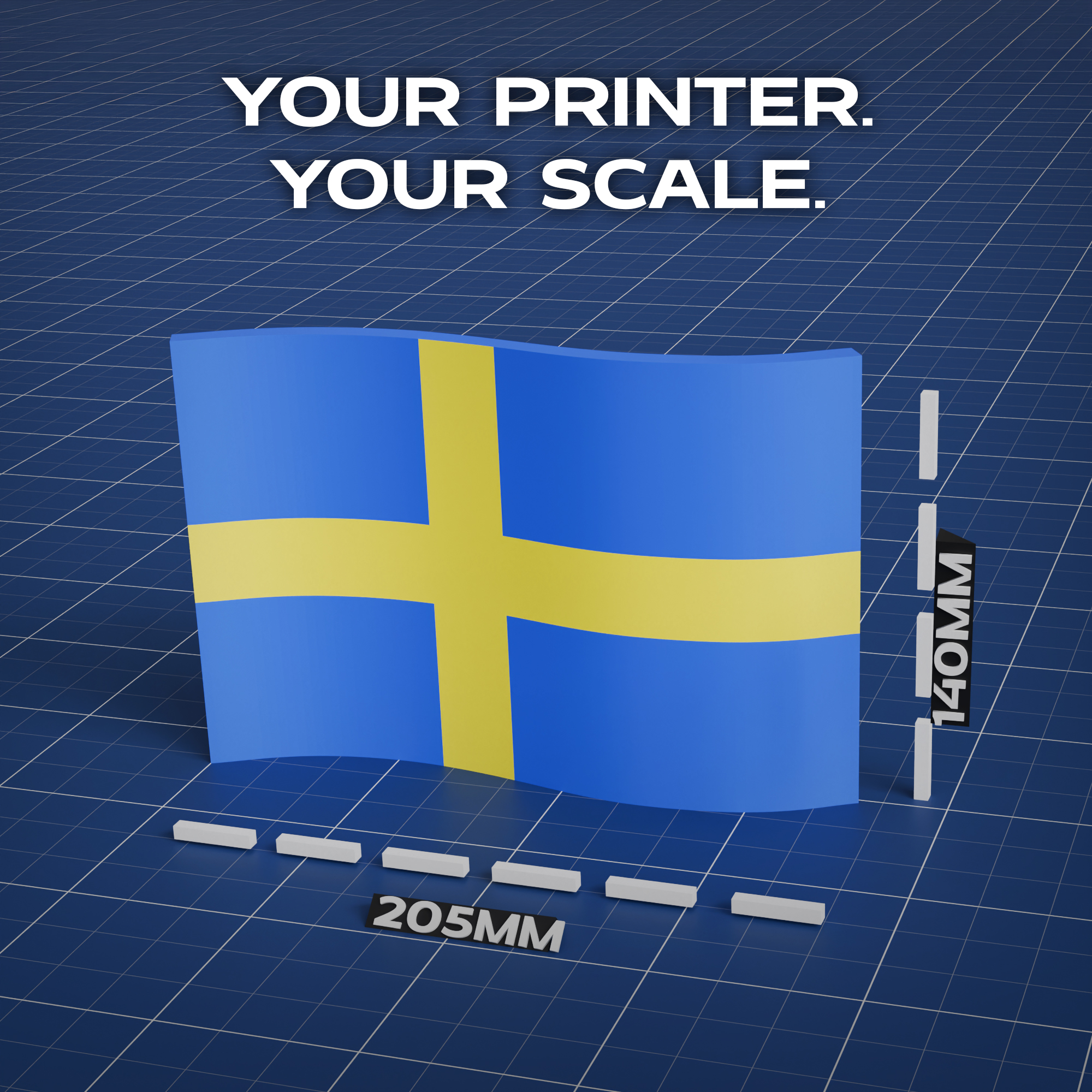Sweden Flag 3D Print Model Secondary image