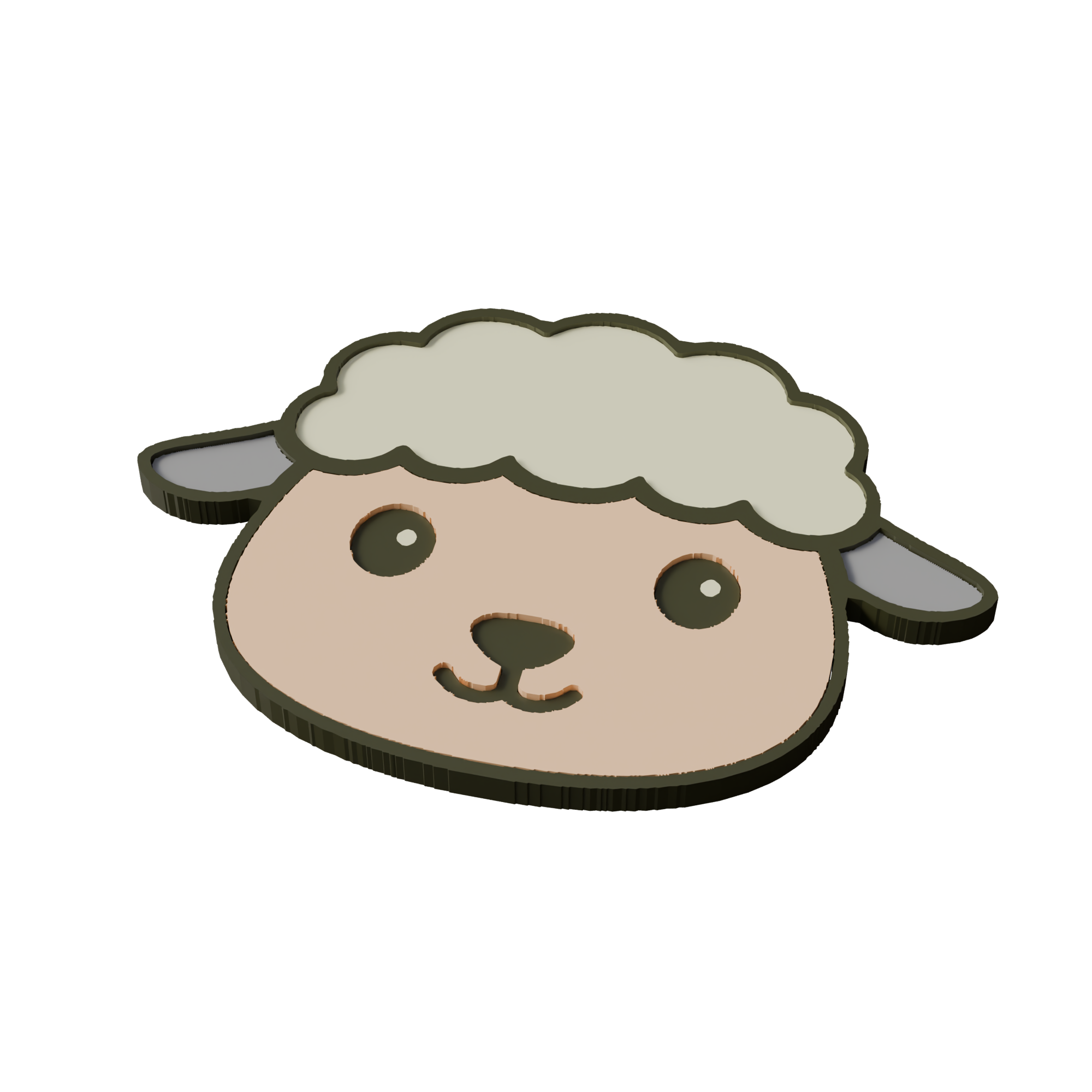 Merino Sheep Animal Coaster 3D Print Model