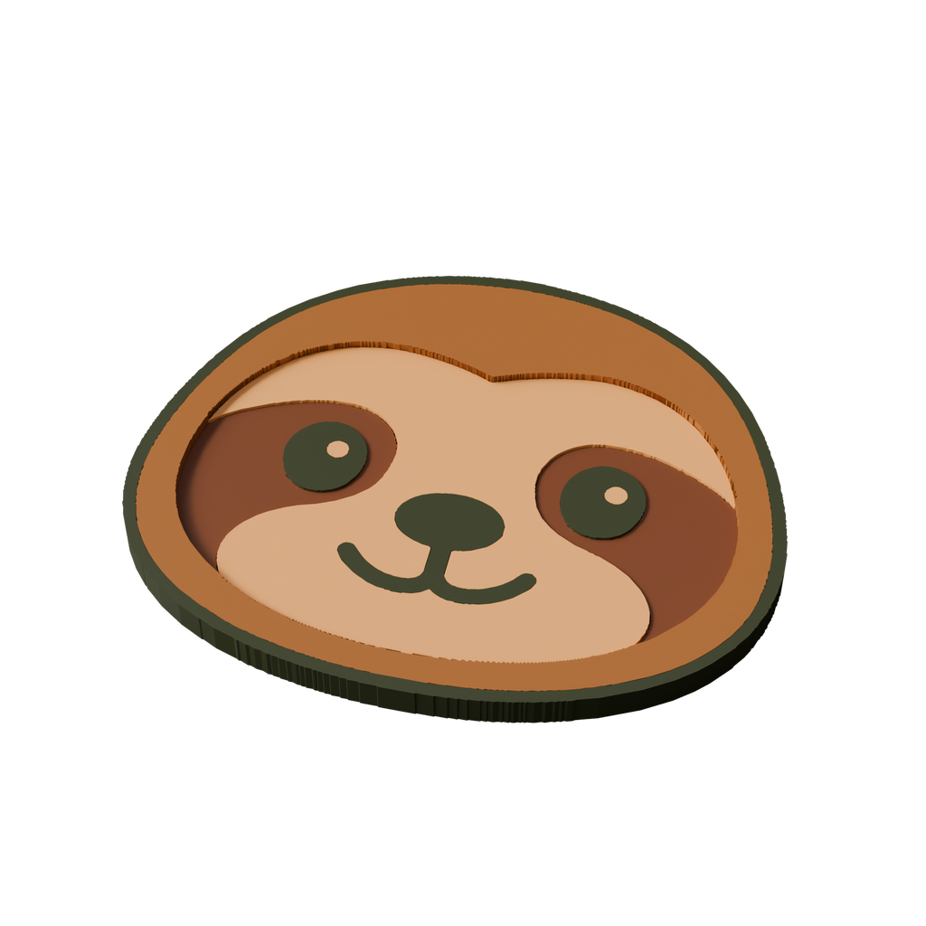 Brown-Throated Sloth Animal Coaster 3D Print Model