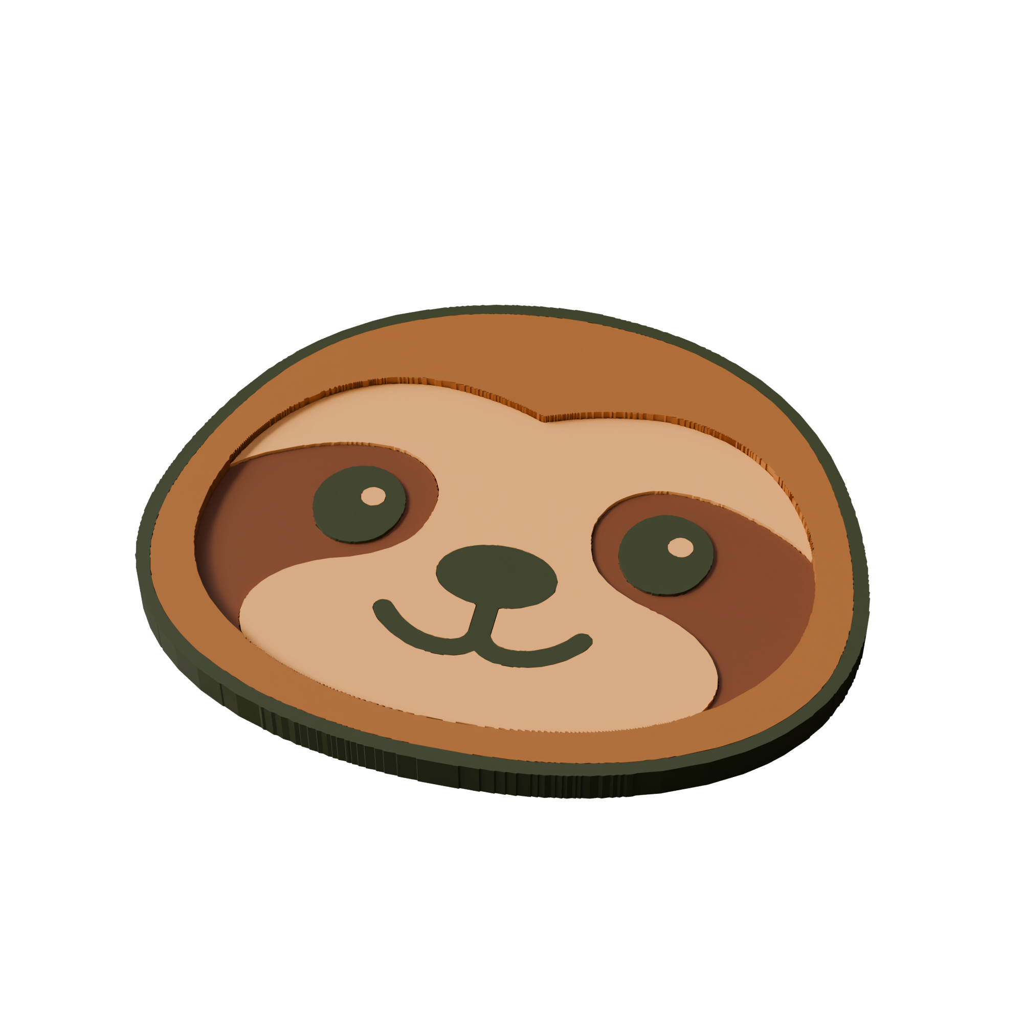 Brown-Throated Sloth Animal Coaster 3D Print Model