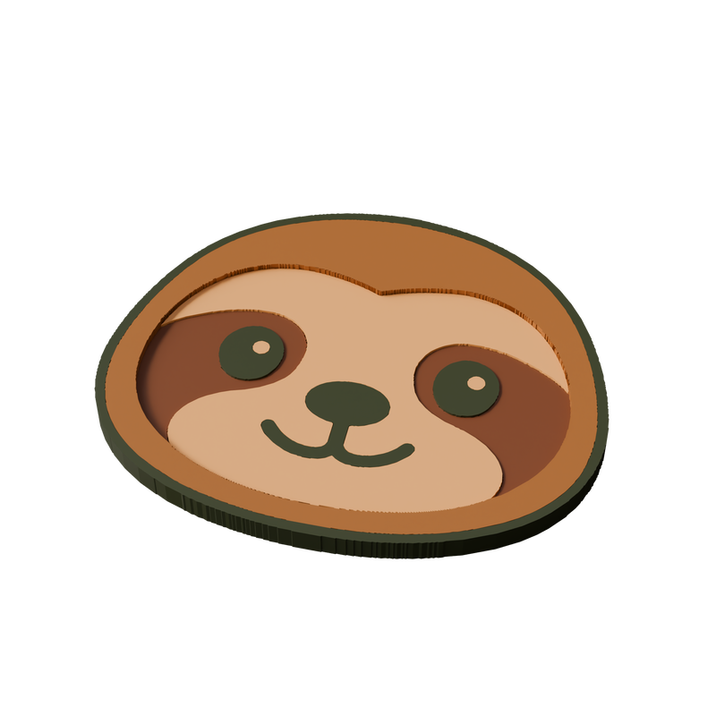 Brown-Throated Sloth Animal Coaster 3D Print Model