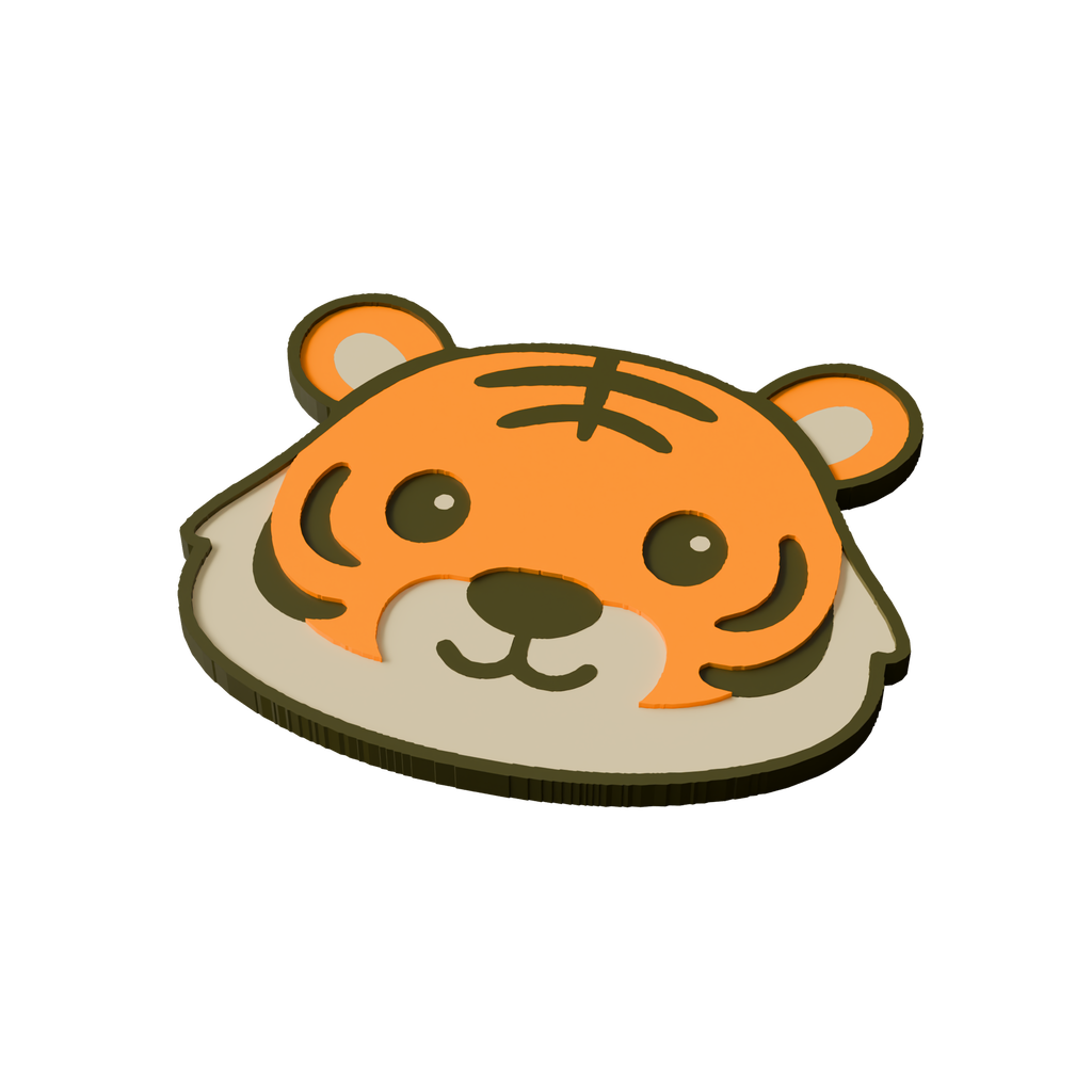 Bengal Tiger Animal Coaster 3D Print Model
