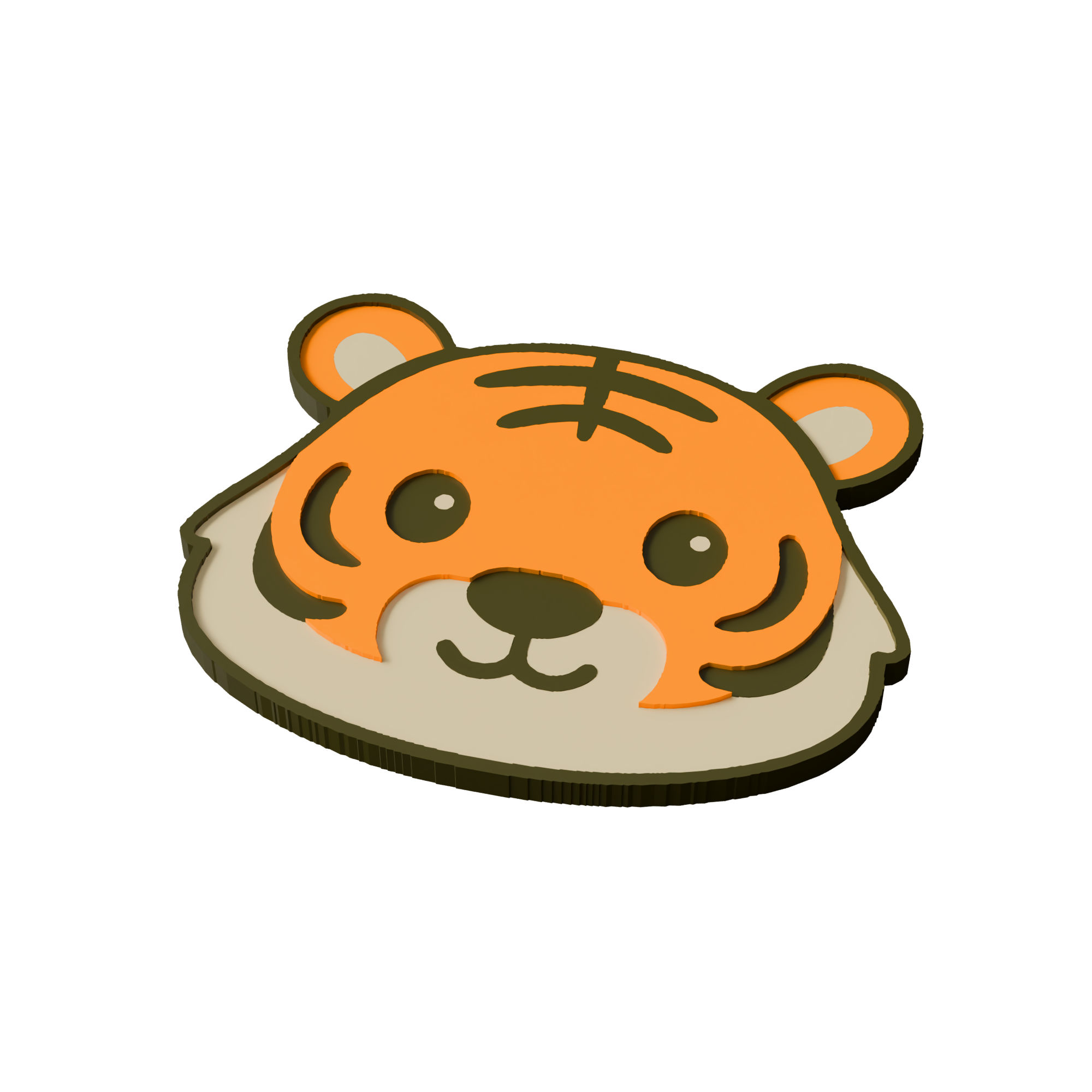 Bengal Tiger Animal Coaster 3D Print Model