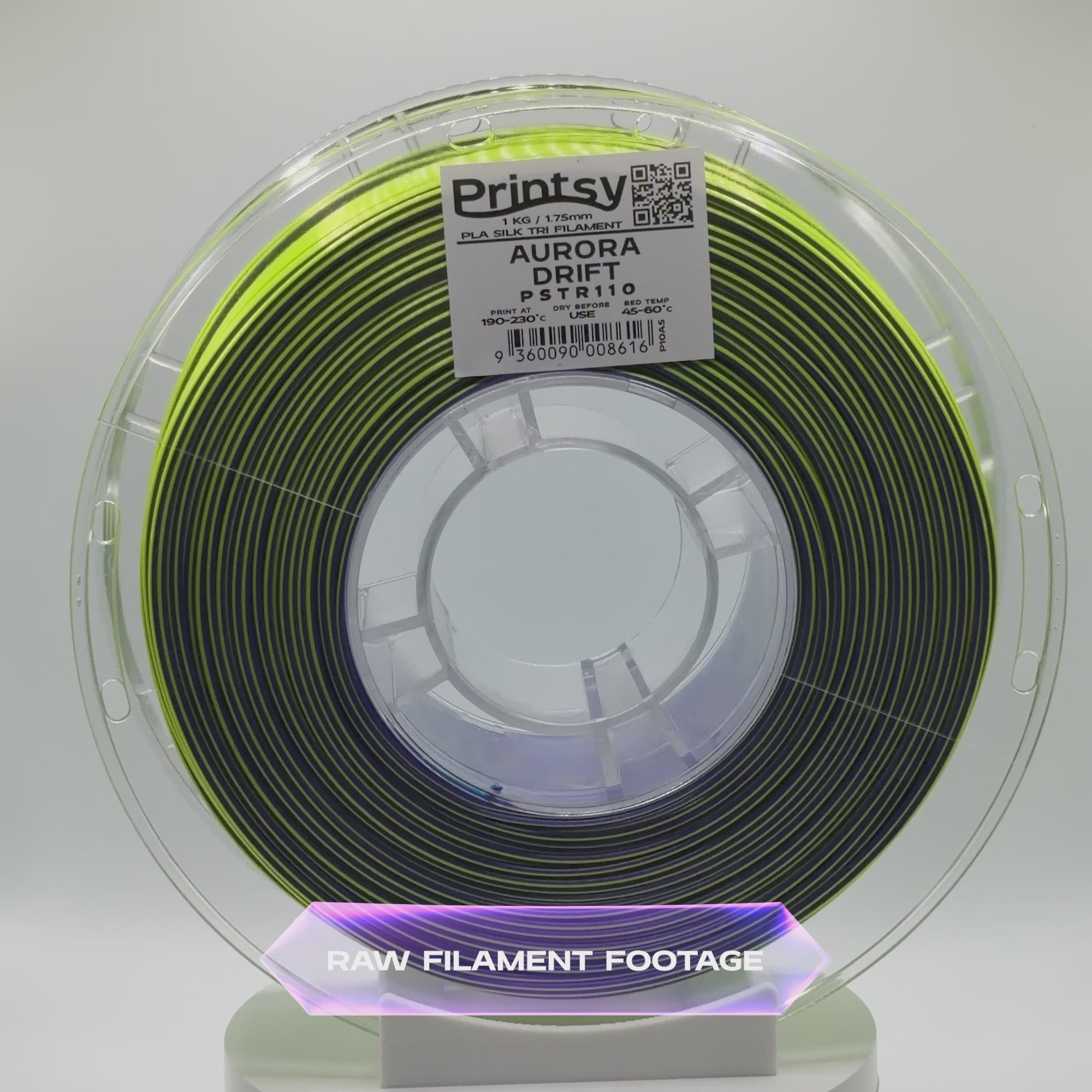 Aurora Drift (Blue Purple Yellow) Tri Silk PLA 1kg